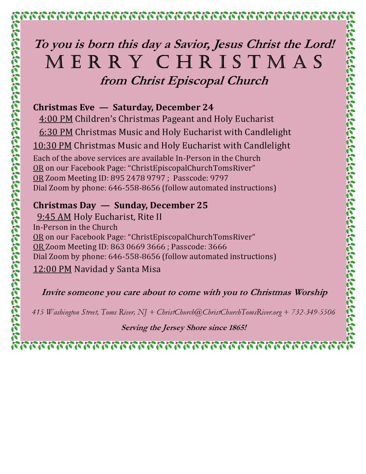 2022 christmas schedule 2022 christmas schedule