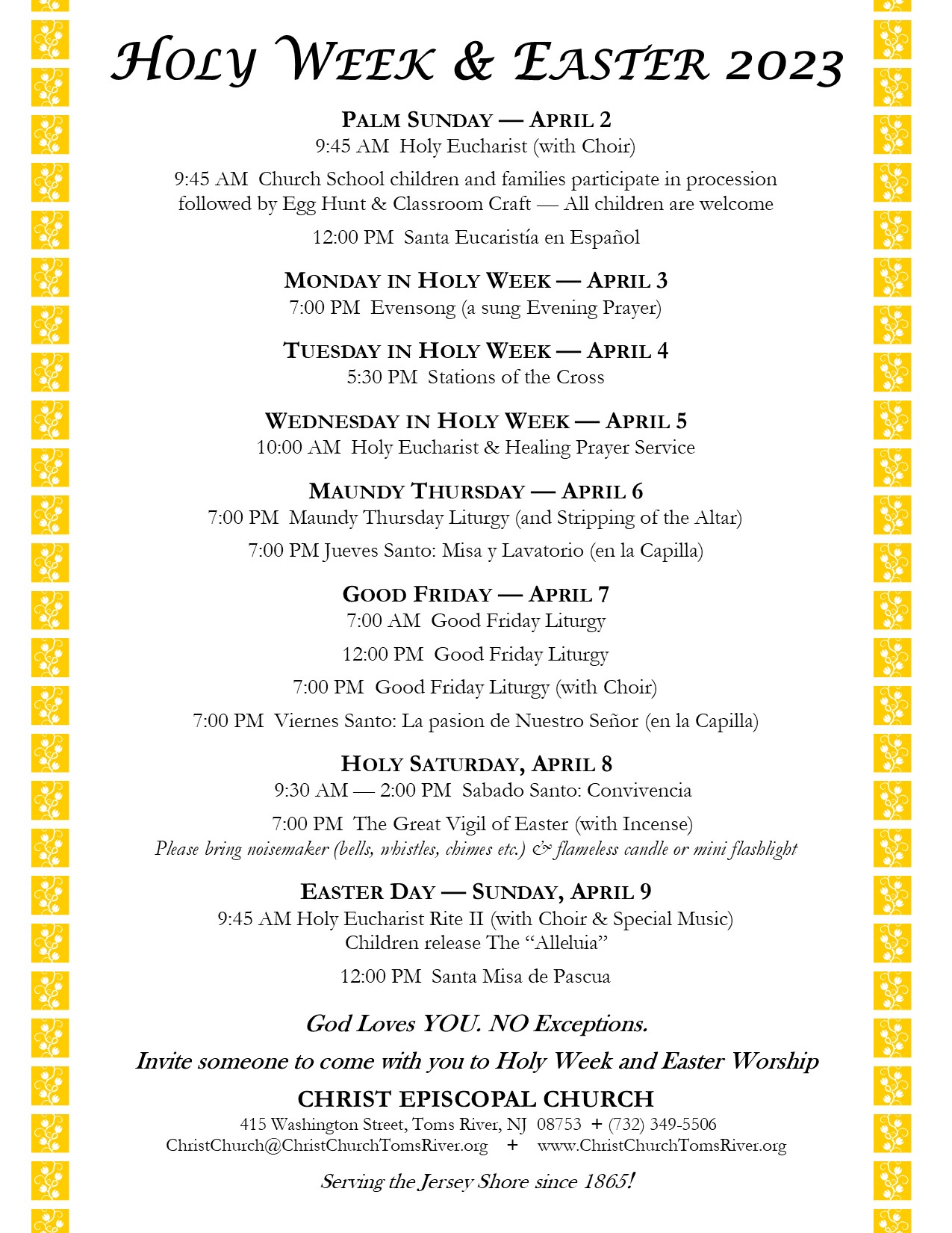 2023 Holy Week & Easter schedule full size 2023 Holy Week & Easter schedule full size