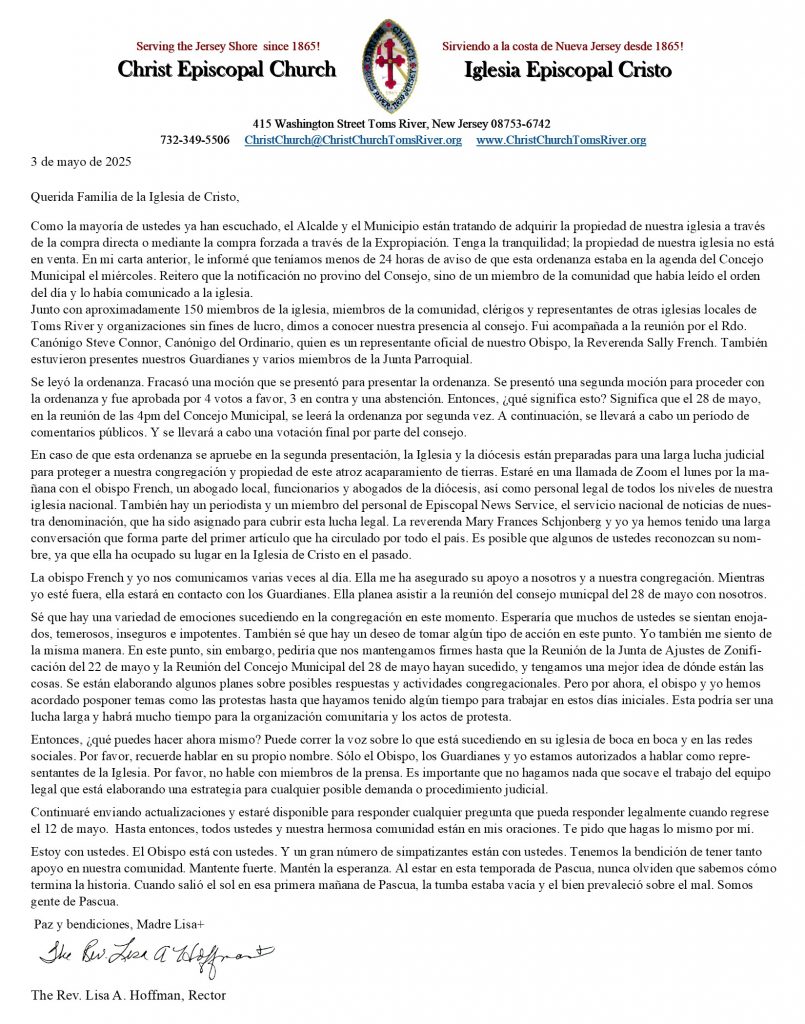 5-3-25 SPAN Letter to Parish 5-3-25 SPAN Letter to Parish