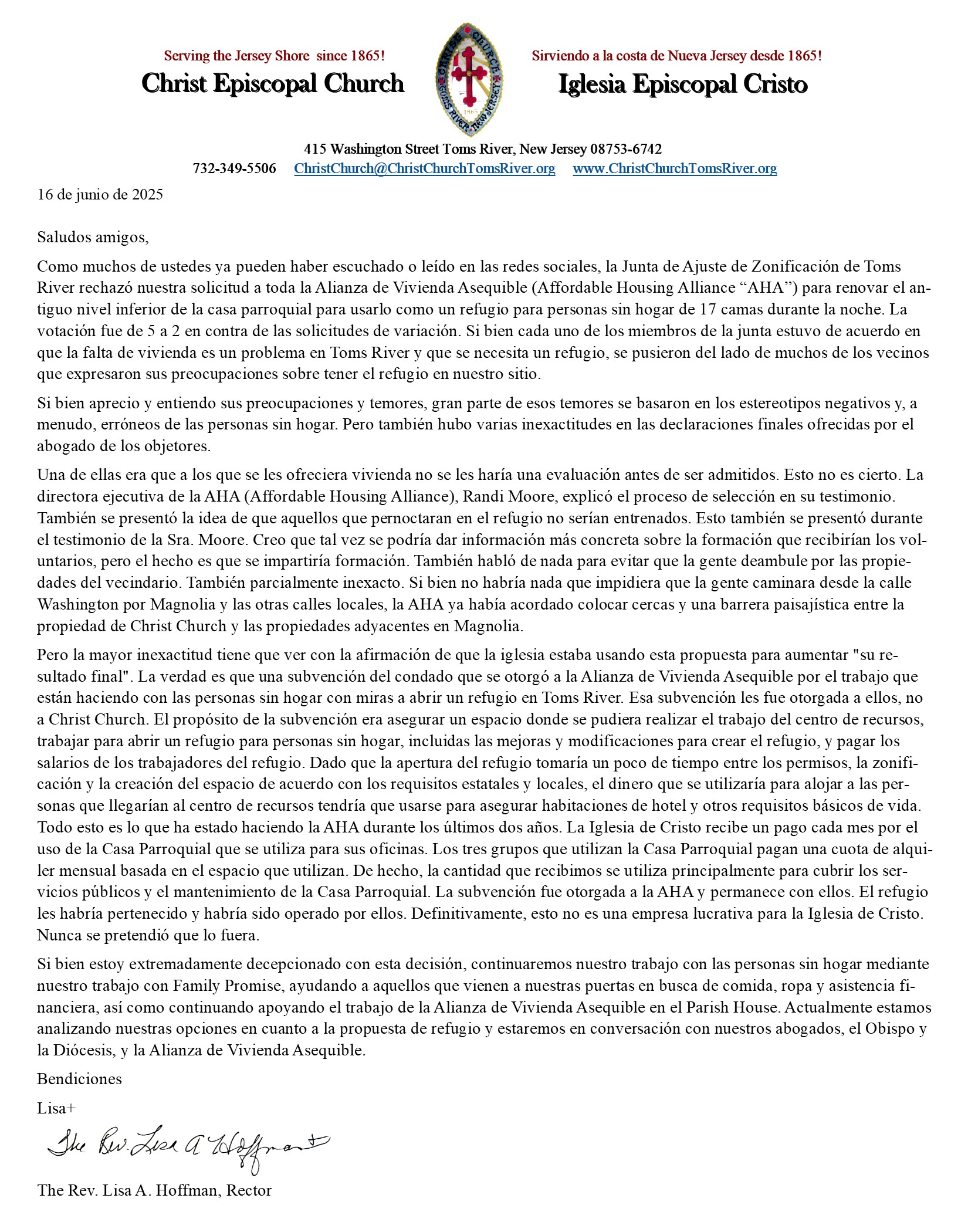 6-16-25 Zoning Board Results Letter to Parish_SPAN