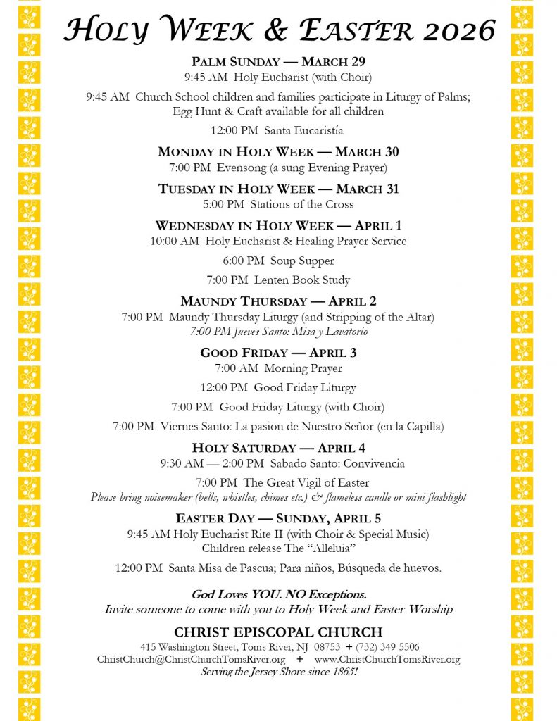 2026_Holy Week & Easter schedule