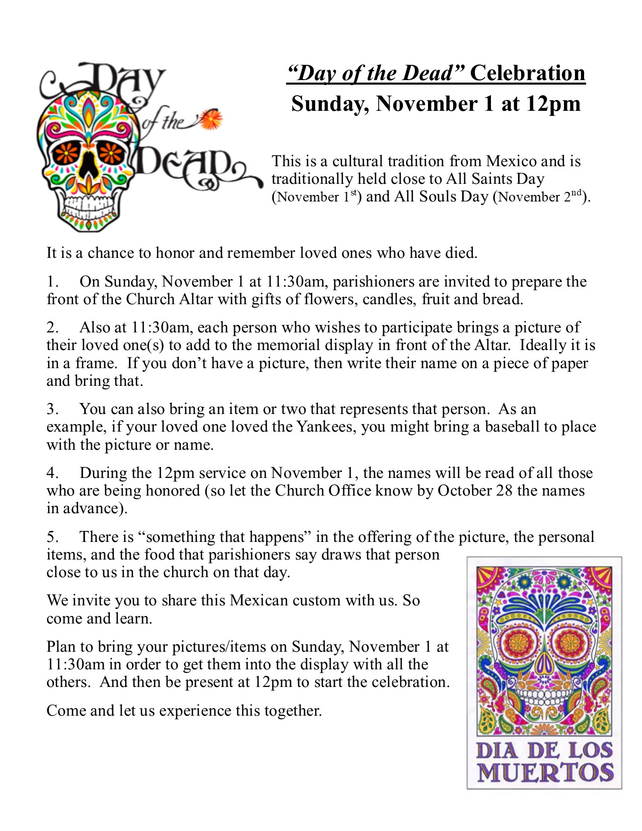 Day of the Dead insert